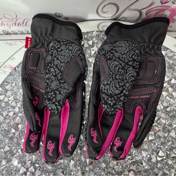 Bob dale gloves pink goat skin leather moveable work gloves mitts working padded - Picture 3 of 8